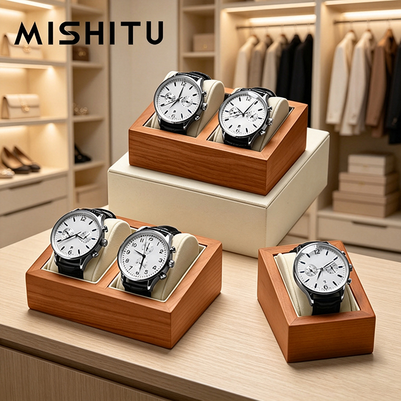 Jewelry And Watches Box - MISHITU Massief Houten Horloge Opbergdoos Mannen