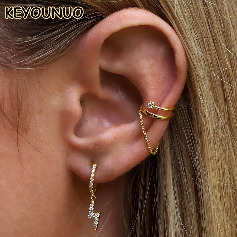 Ear Cuff No Piercing - KEYOUNUO Gold Filled Zilver Kleur Zirkoon