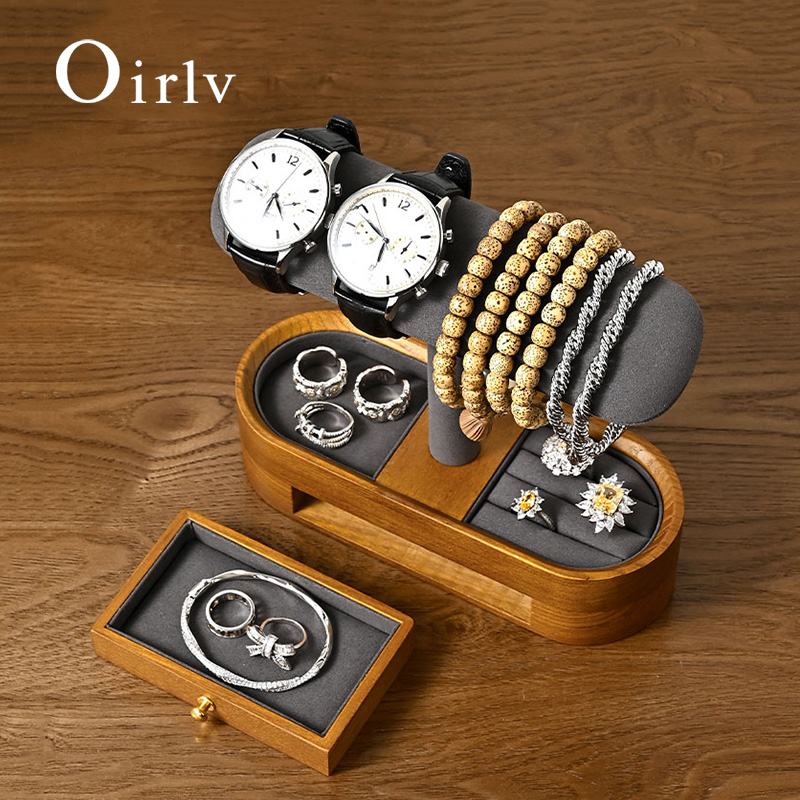 Jewelry And Watches Box - Oirlv Massief Houten Horloge Organisator Plank