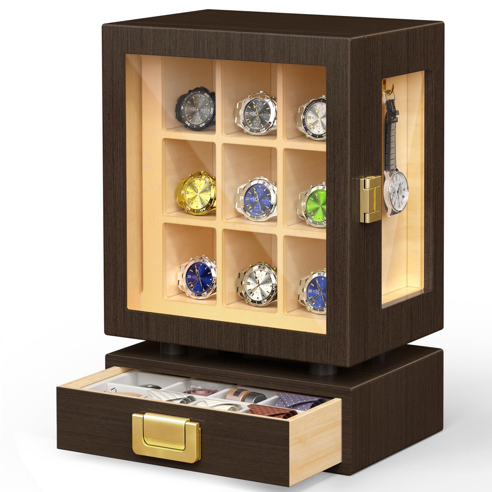 Watches & Jewelry Tsukiu - Houten opbergdoos voor horloges, rechthoekig, massief