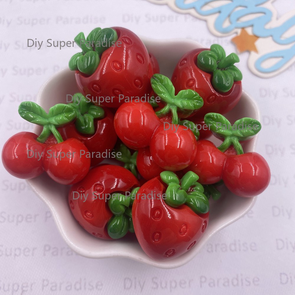 Paradise Jewelry & Watches Llc Miami - 8PCS Hars Kawaii Kleurrijke Rode Aardbei