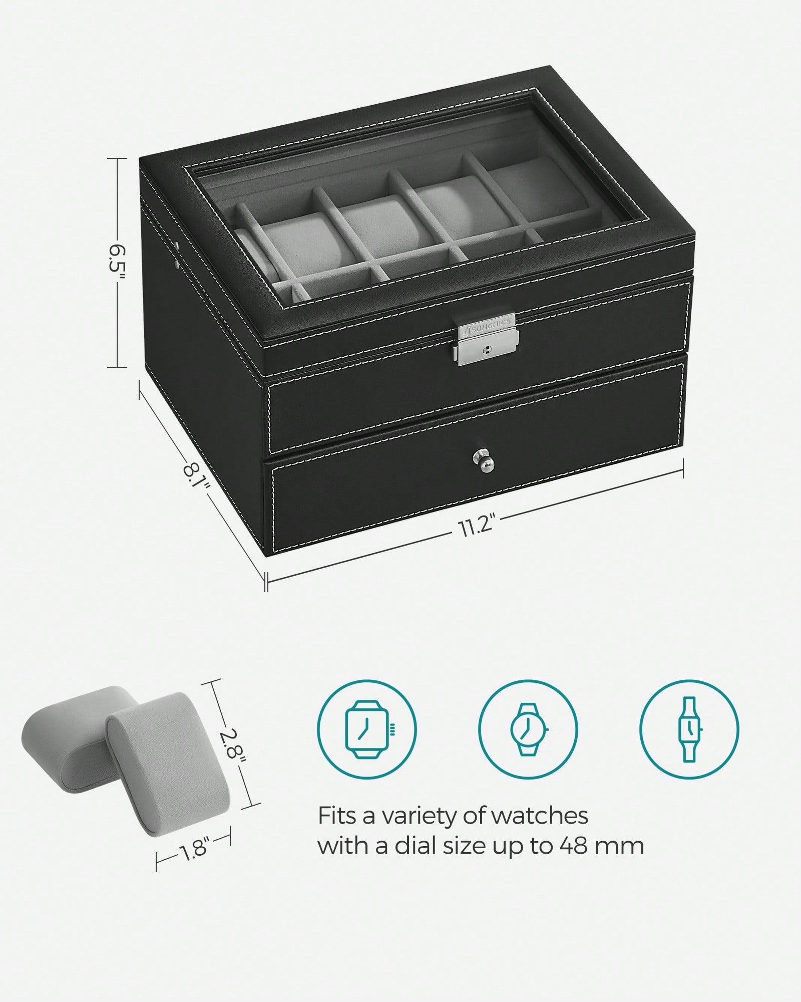Horlogebox met 20 vakjes, glaz - Jewelry And Watches Box recensie en prijs