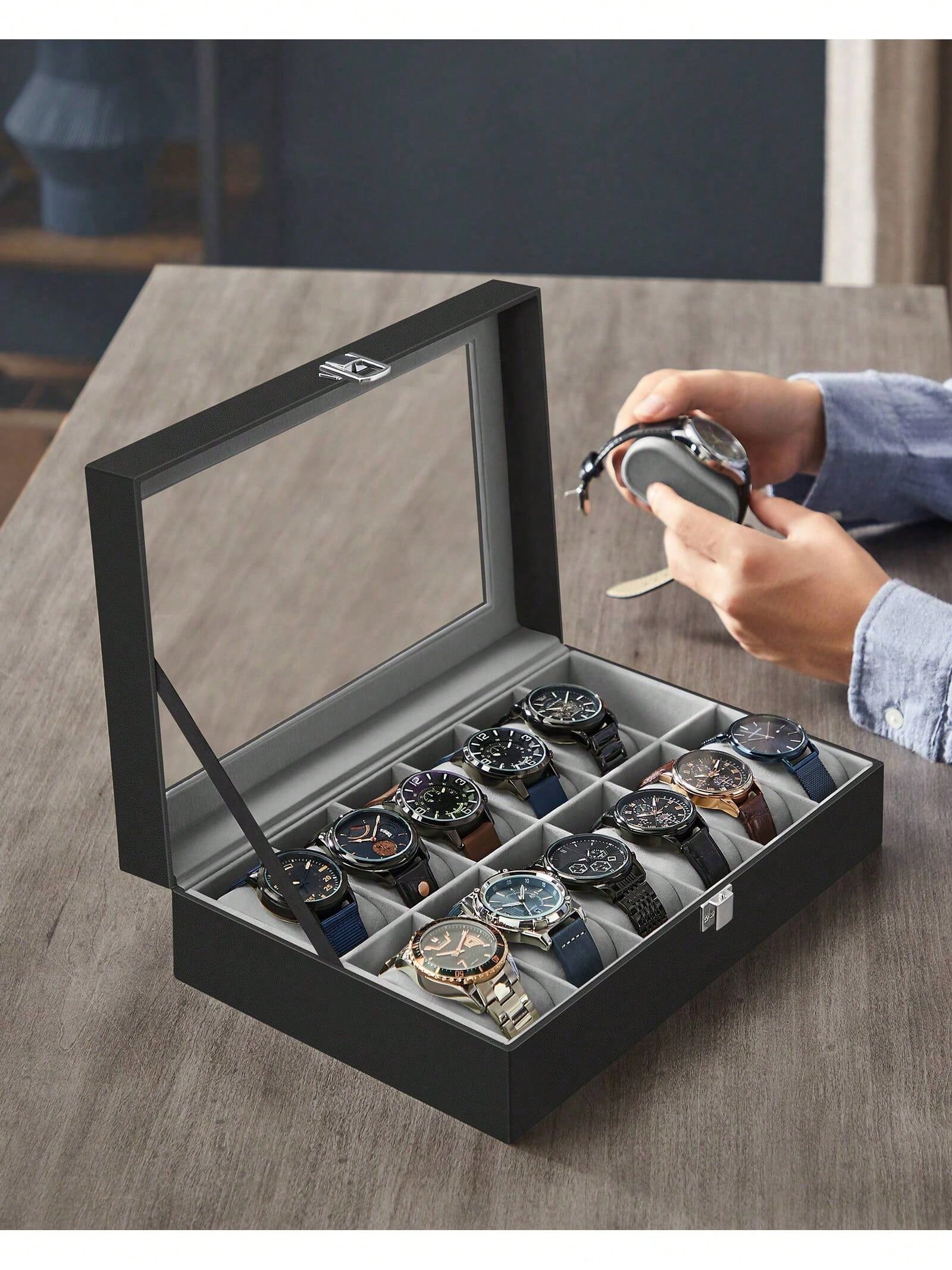12-vakjes afsluitbare horloged - Jewelry And Watches Box recensie en prijs