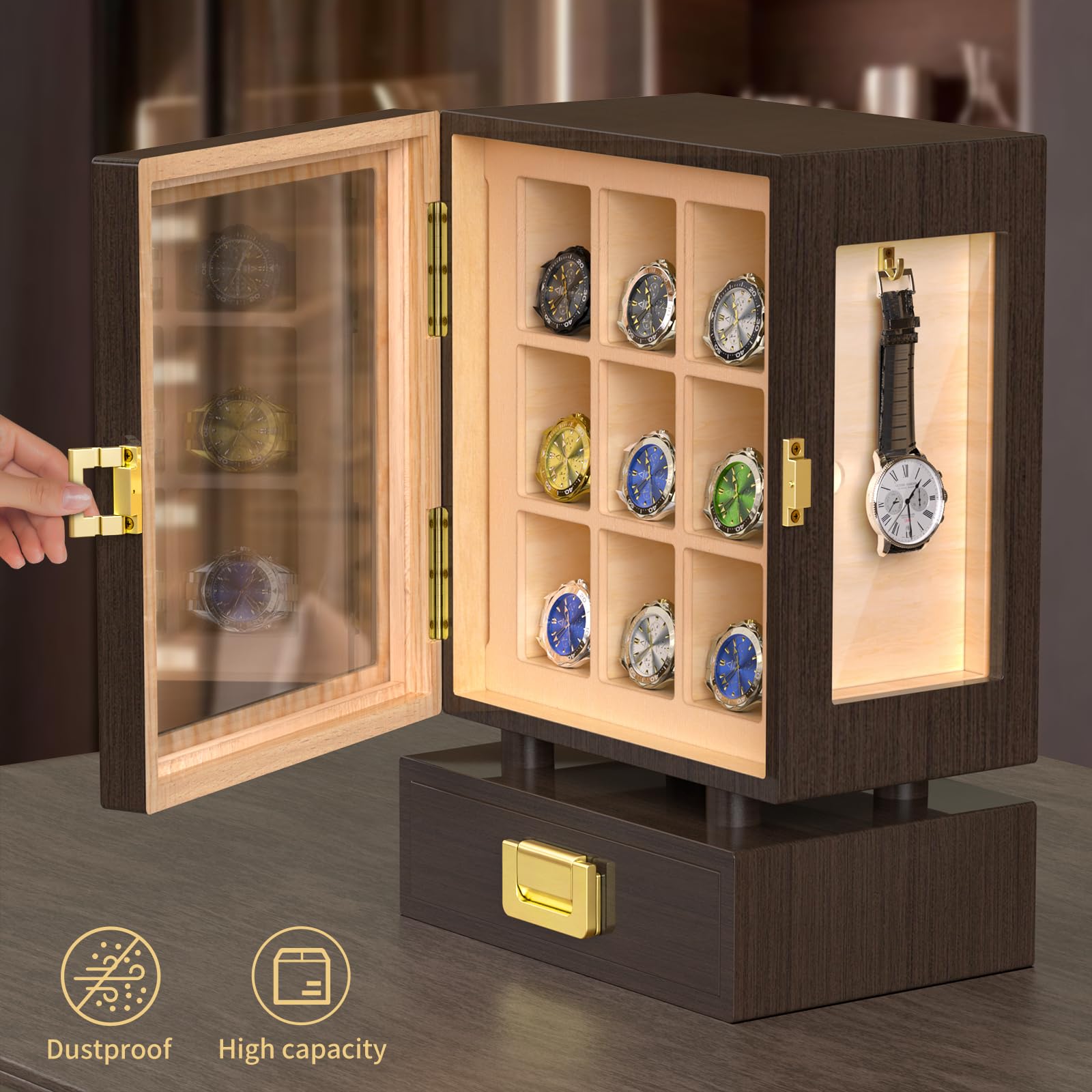 Houten opbergdoos voor horloge - Watches & Jewelry Tsukiu recensie en prijs